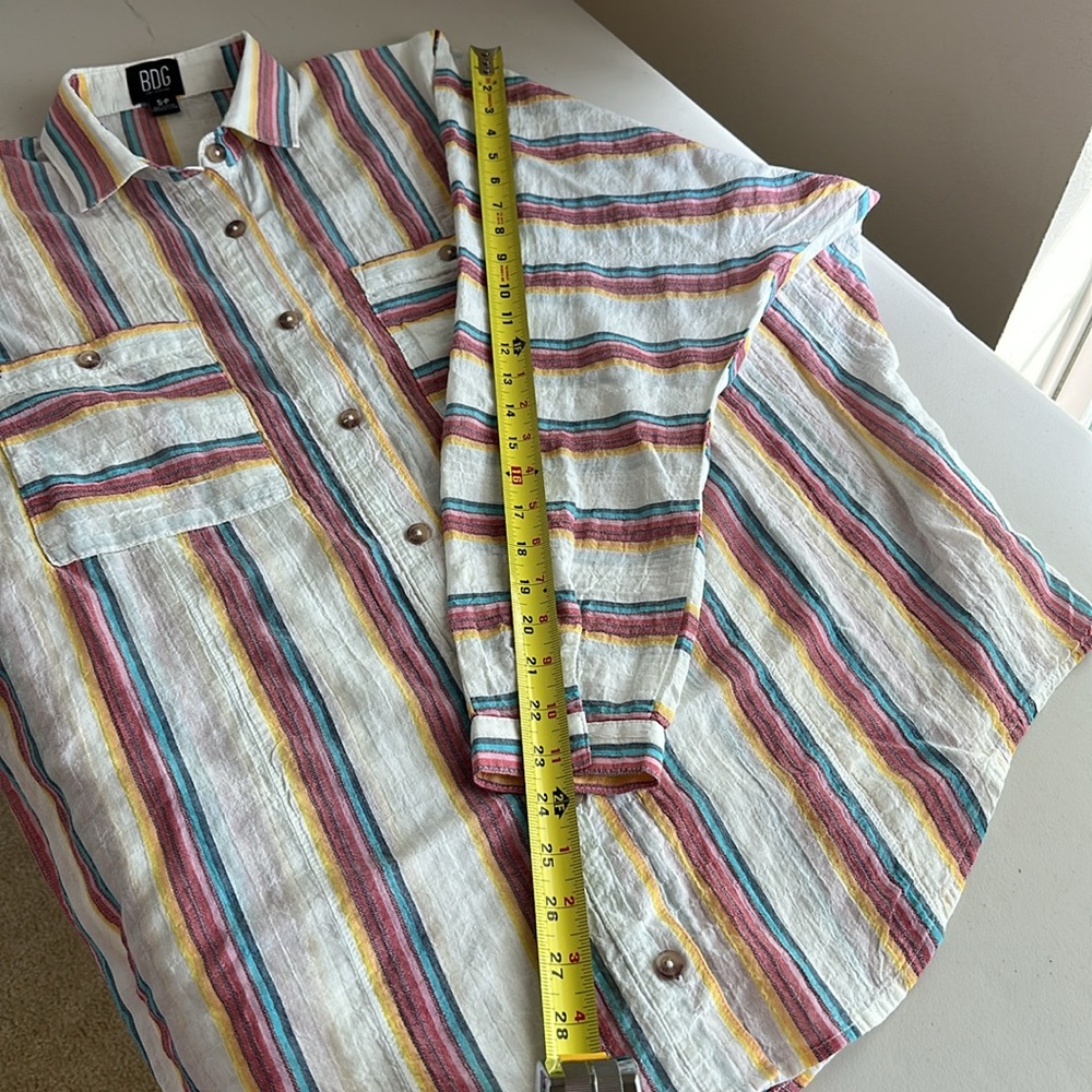 99% Cotton BDG Multicolor Striped women’s Shirt Size S/P - Picture 7 of 13